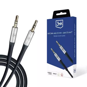 Audio kabelis 3MK 5903108528771 1m 3.5mm Vīriešu uz Vīrieti Melns Sudrabs