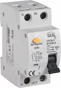 Residual-current circuit breaker 2P Kanlux KRO6-2/B10/30 — 2-pole, B curve, 10 A, 30 mA, type AC
