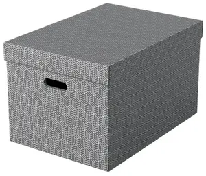 Esselte Home Storage Box Large Pack of 3 Grey Carton FSC Certified