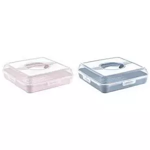 Cake cover keeeper Enrico Nordic Pink with removable cake plate and ergonomic handle