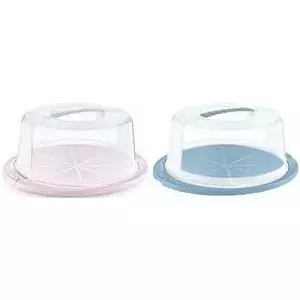 Cake dome keeeper ricardo round nordic-pink with lockable lid ergonomic