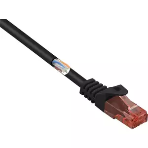 Network patch cable Renkforce RJ45 CAT6 U/UTP 1.00 m black with strain relief, halogen-free