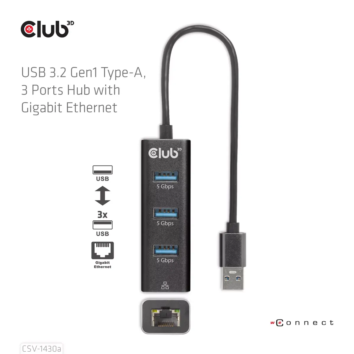 USB centrmezgls CLUB3D USB 3.2 Gen1 Type-A 3 porti Photo 8