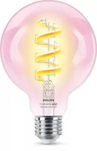 Philips Smart LED RGB Filament G95 Bulb E27 Base 470 lm Wi-Fi Bluetooth Transparent