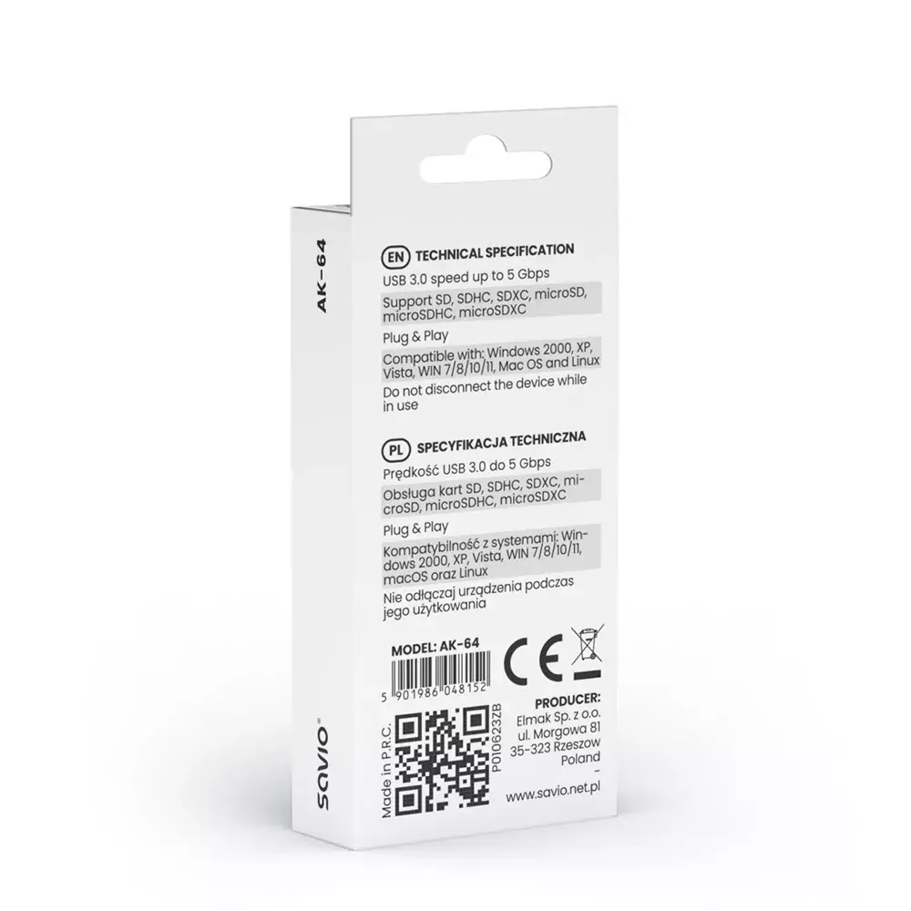 Card reader SAVIO AK-64 USB 3.2 Gen 1 Photo 5