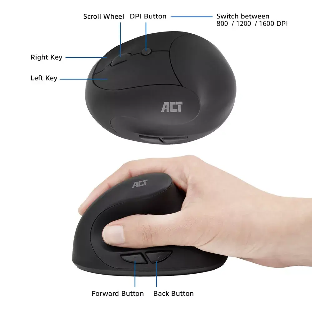 Мышь ACT Wireless Ergonomic Mouse 1600 DPI Photo 7