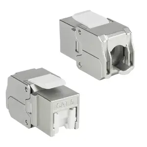 ACT Keystone Jack RJ45 CAT6 Shielded toolless with shutter Silver White