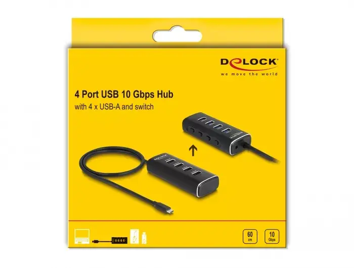 DeLOCK 4 Портовый USB Хаб 10 Гбит/с Type-C Photo 5