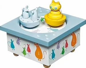 Музыкальная шкатулка Trousselier Dancing Cat & Mouse модель 6295011 — вращающиеся фигурки, заводной механизм