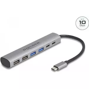 DeLOCK 64232 Док-станция для ноутбука Проводная USB 3.2 Gen 1 Type-A Type-C Серый