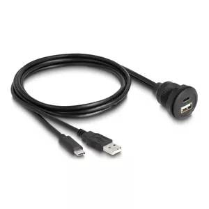 DeLOCK USB 2.0 Cable USB Type-A male and USB Type-C male to USB Type-A female and USB Type-C female 1 m black