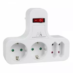 Barošanas kontaktligzda x4 ar slēdzi MACLEAN MCE224 F — 4 vietu elektropieslēgums ar slēdzi