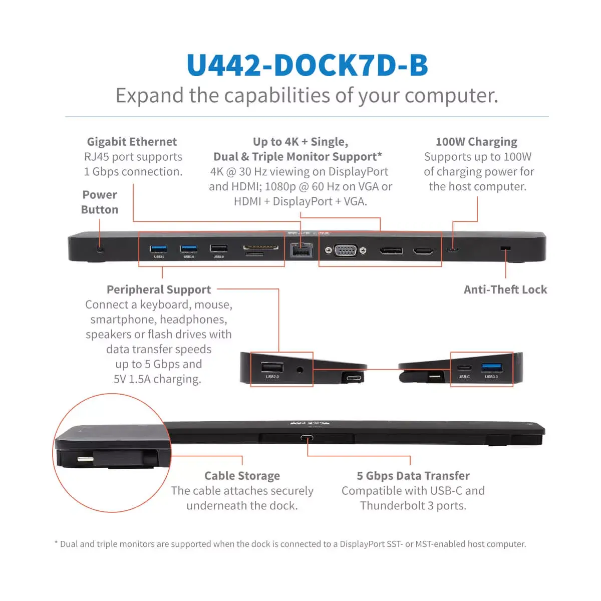 USB-C Doks Tripp Lite U442-DOCK7D-B Photo 3