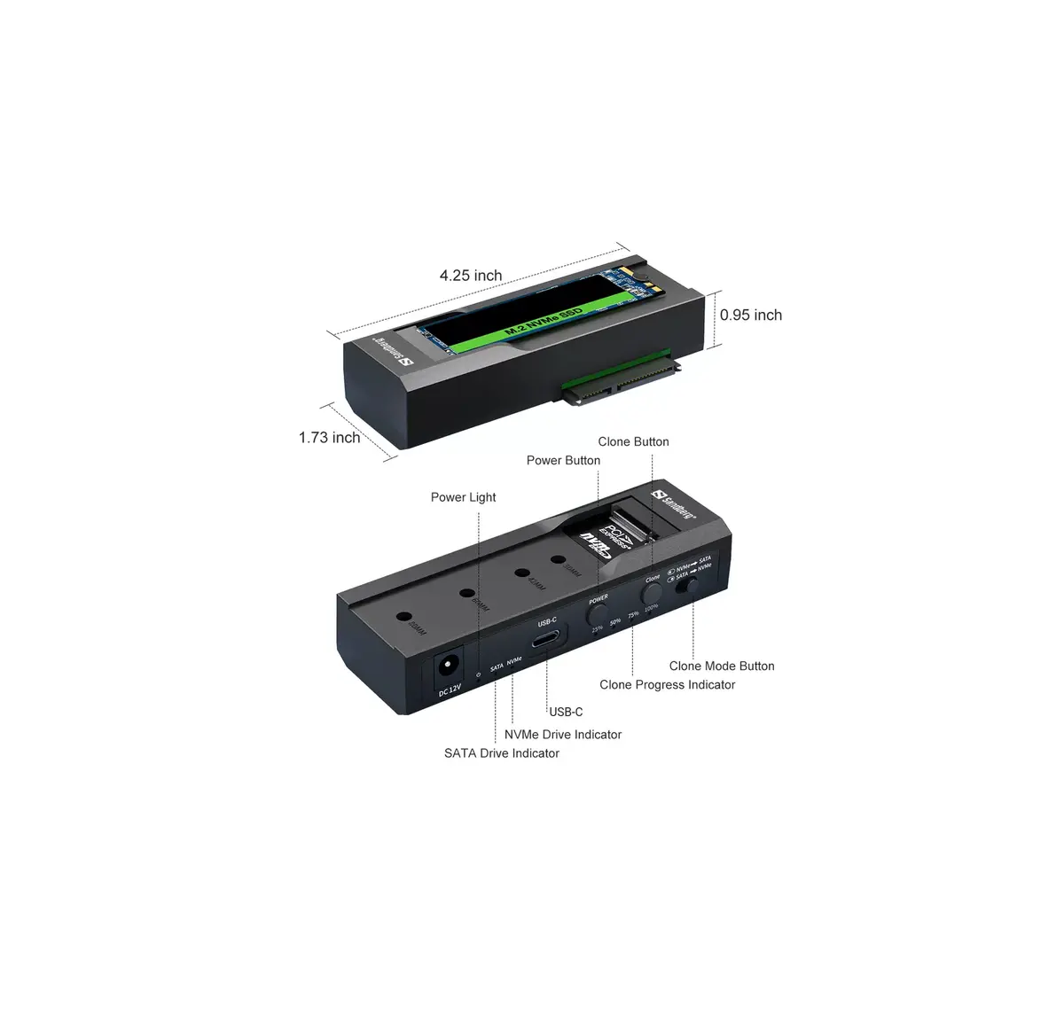 Sandberg USB 3.2 Klonēšanas un Doks M2 NVMe SATA Photo 6