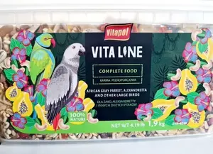 Полнорационный корм для крупных попугаев vitapol Vitaline (жако, александрин и др.), ведро 1,9 кг