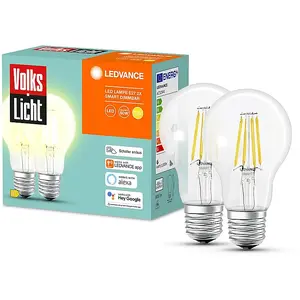 LED spuldze Ledvance SMART+ BT CLA60, filamenta, Bluetooth, E27, 6 W (aizstāj 60 W), 2700 K, 2 gab.