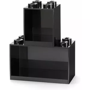 room copenhagen LEGO Brick Plaukts 8+4 melns — modulāra sienas plaukts ar 2 plauktiem