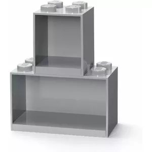 Plaukts Room Copenhagen LEGO Regal Brick Shelf 8+4 gaiši pelēks 2 plaukti