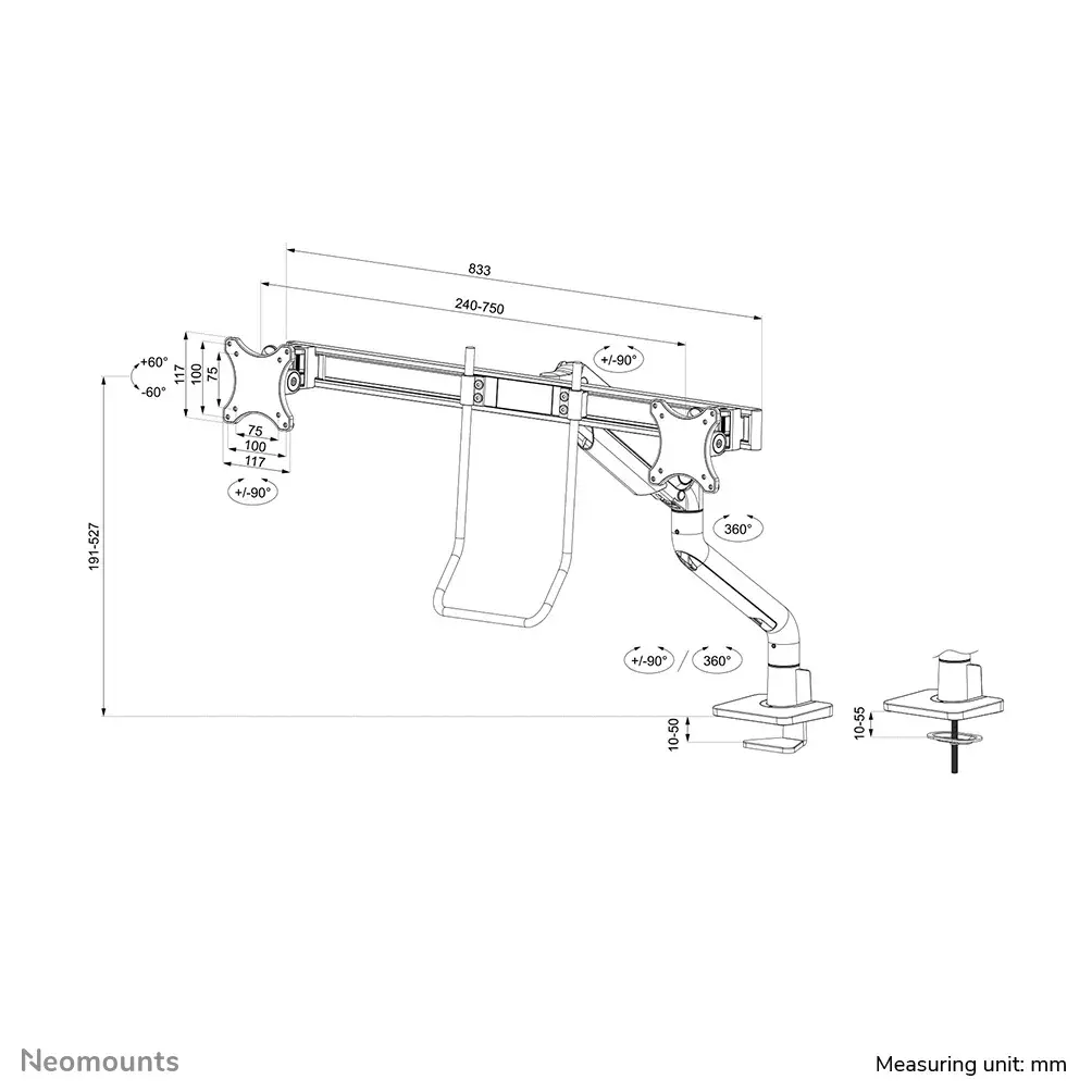 Galda monitora statīvs Neomounts DS75S-950WH2 Photo 20