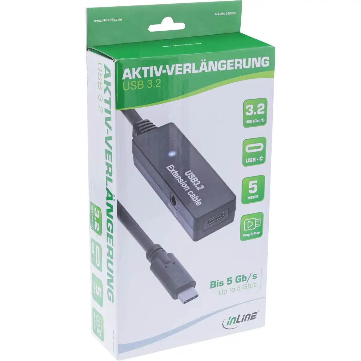 InLine USB 3.2 Gen.1 aktīvais pagarinātājs USB-C 5m Photo 3