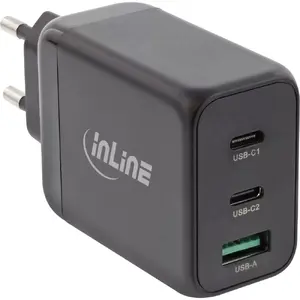 InLine USB PD блок питания GaN зарядное устройство 3 порта Dual USB-C USB-A 65W