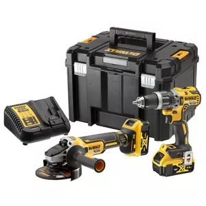 Набор электроинструментов DeWalt DCK2080P2T-QW — аккумуляторная дрель/шуруповёрт и болгарка, 18 В, 2×5 А·ч, диск 12,5 см