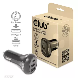 Notebook Car Charger CLUB3D CAC-1921 36W — car power adapter for laptops