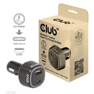 Car charger CLUB 3D CAC-1922 63W for notebook and laptop