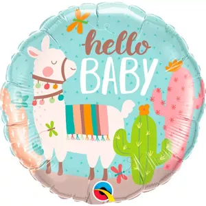 Foil Balloon Folat Hello Baby Llama 45 cm – Foil party balloon for newborn celebration