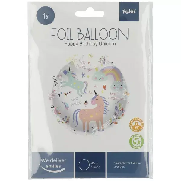Foil balloon Folat Birthday Unicorn 45 cm Photo 2