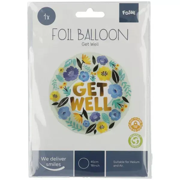Foil Balloon Folat Get well soon Flowers 45 cm Photo 2