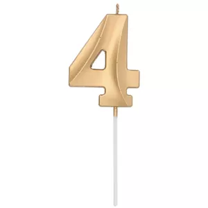 Cake candle topper Folat Glamor number 4 metallic gold, 7 cm