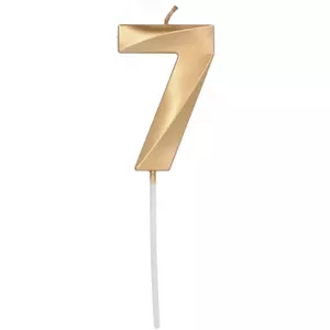 Cake candle topper Folat Glamor Number 7, metallic gold, 7 cm