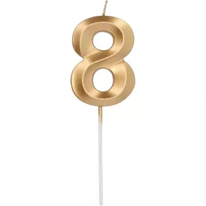 Cake candle topper Folat Glamor Number 8 metallic gold, 7 cm