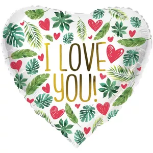 Folat folijas balons sirds formā ar uzrakstu "I Love You", 45 cm