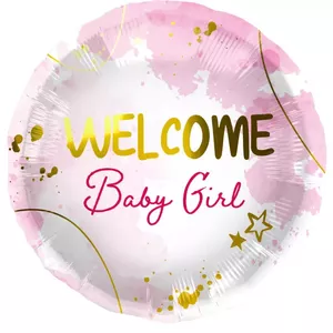 Folat folijas balons Welcome Baby Girl 45 cm — jaundzimušās sagaidīšanai un svinībām