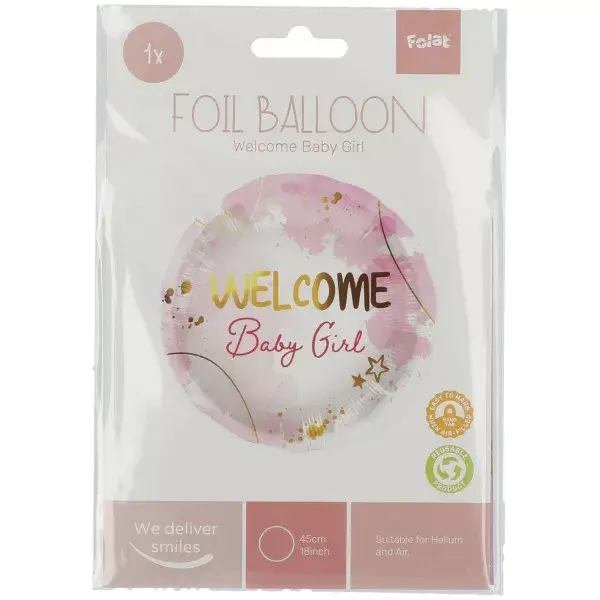 Folat folijas balons Welcome Baby Girl 45 cm Photo 2