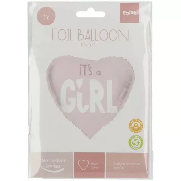 Folat foliēta baloniņa sirds 45 cm It's a Girl Photo 2