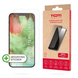 Tempered Glass Screen Protector TOTI for iPhone 13 / 13 Pro / 14 — Full Cover, Transparent