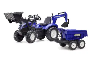 Braucamrīks-traktors Falk New Holland 3090W, pedāļu piedziņa, 4 riteņi, 3–7 gadi, melns/zils