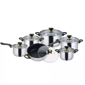KingHoff 12-Piece Stainless Steel Cookware Set with Glass Lids, Ø16-24cm