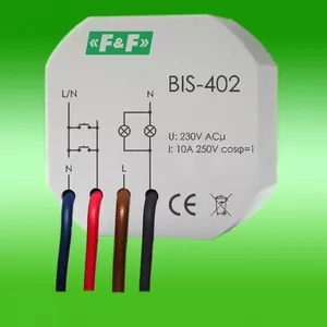 Impulse Relay FF BIS-402 230V 16A for Flush Mounting in Junction Box