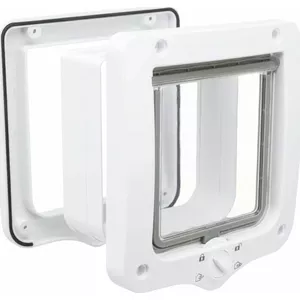 Кошачья дверца Trixie 4‑позиционная выдвижная с туннелем 20×22 см белая
