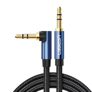AUX audio cable UGREEN 3.5 mm angled minijack, 2 m, blue