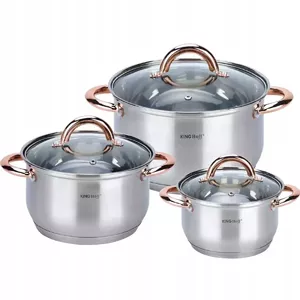 Set of pots KingHoff KH 1761, 6-piece cookware set, rose-gold colour