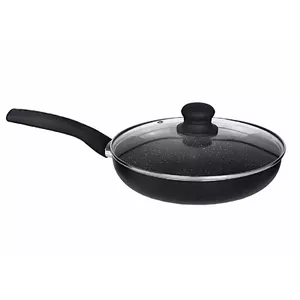 KingHoff KH 3955 Aluminum Frying Pan with Lid, 20cm, Black Marble Coating