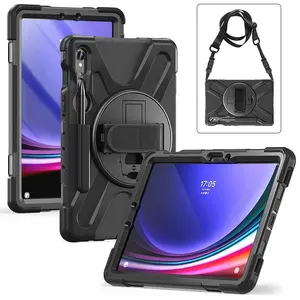 Чехол для планшета eSTUFF черный поликарбонат для Samsung Galaxy Tab S10 Lite S10 FE S9 S8 S7 с 2 режимами подставки и ремнем для руки