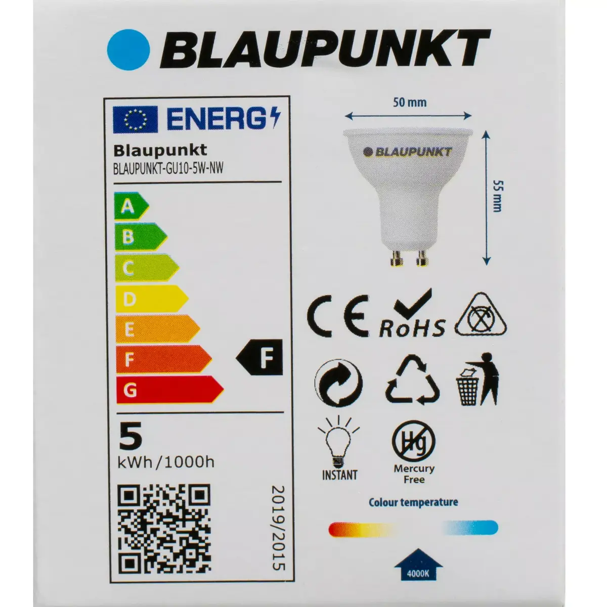 LED лампа BLAUPUNKT GU10 5Вт 4000K Photo 3