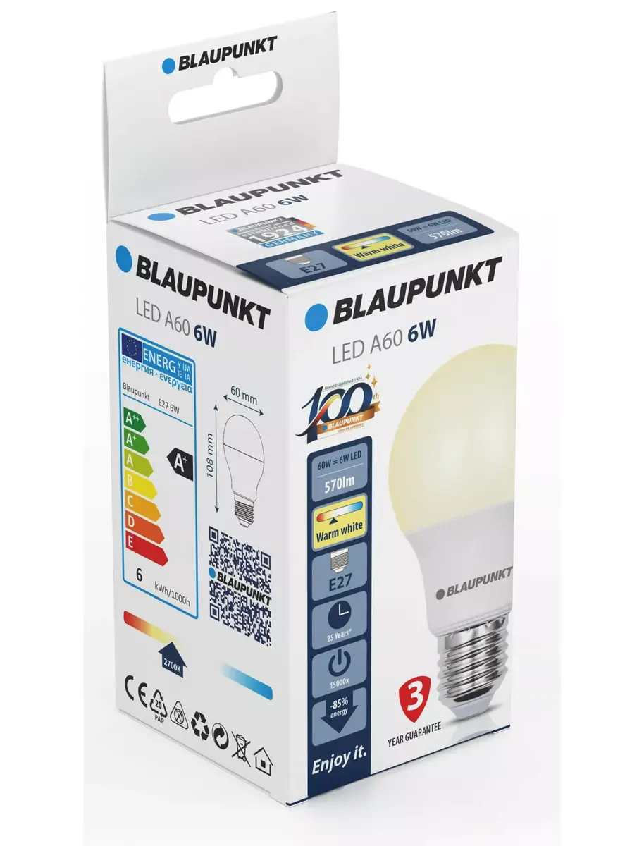 Светодиодная лампа BLAUPUNKT BLAUPUNKT-E27-6W-WW Photo 2