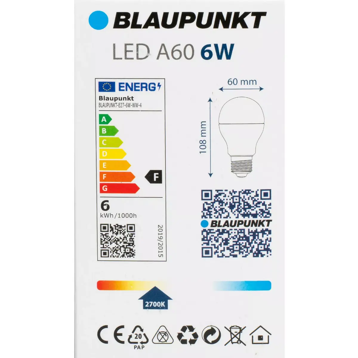 Светодиодная лампа BLAUPUNKT BLAUPUNKT-E27-6W-WW Photo 3